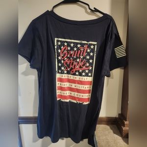 Grunt Style Women's V Neck Black 3xl XXXL Flag